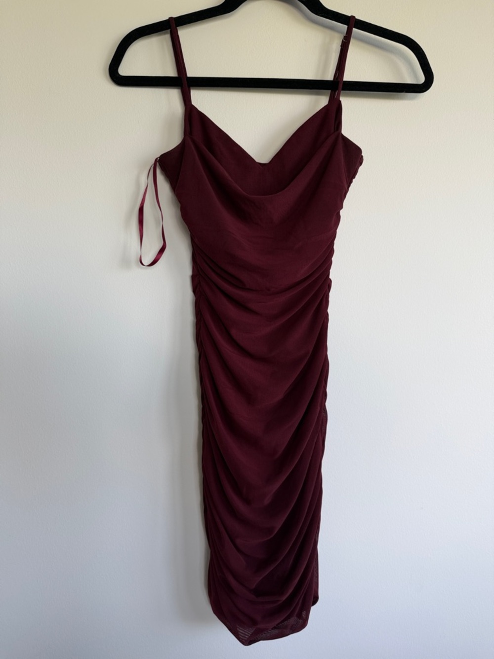 Windsor Wine Ruched Cowl Mini Dress